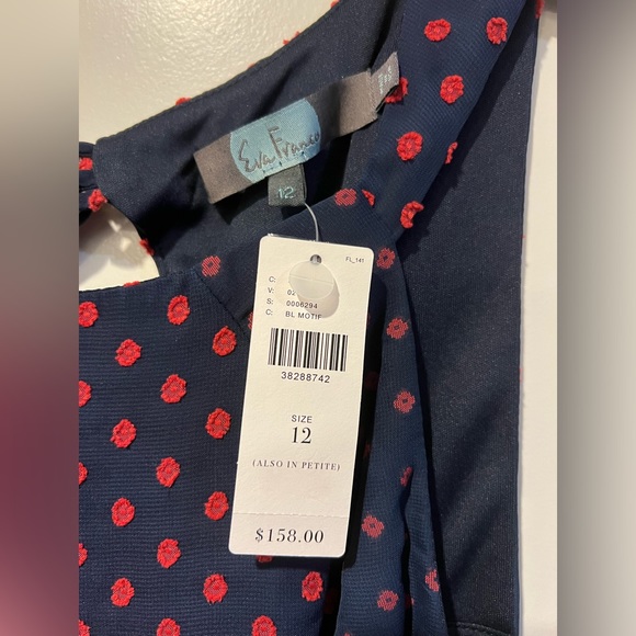 NWT Anthropologie Eva Franco Maryanne Navy/Red Dot Dress - Picture 5 of 6
